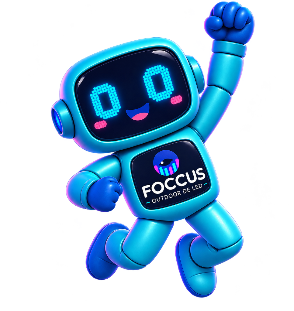 Mascote 3D Robô FOCCUS Outdoor de LED